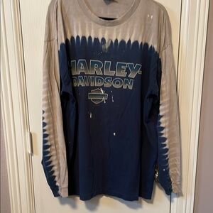 Harley-Davidson Blue and Gray Tie-Dye Long Sleeve Shirt